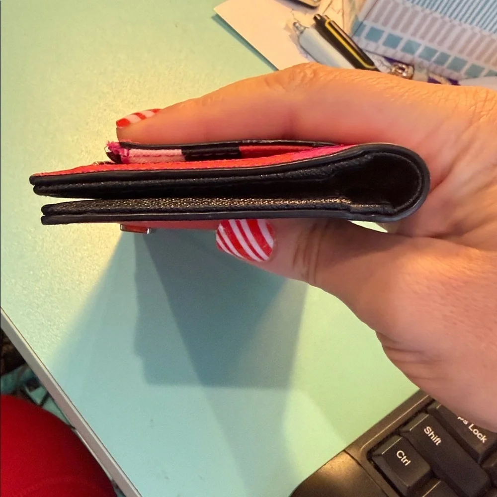 Kate Spade Tricolor Wallet card colder coin purse designer clutch red pink white
